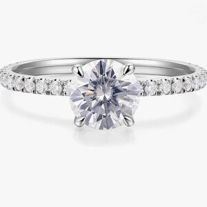 White14K Round Brilliant Cut 1.0 CT Moissanite Engagement Ring